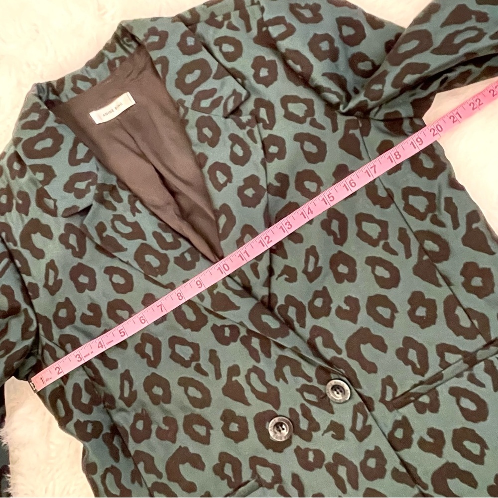 Anine Bing Madeleine Emerald Green & Black Leopard Jacquard Blazer - Picture 10 of 16
